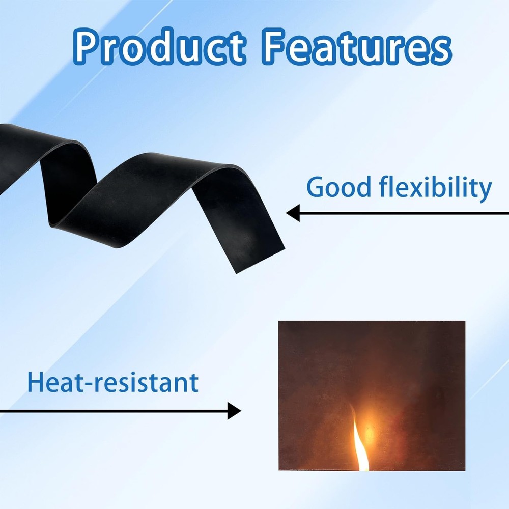 Black Solid Rubber Strip, 1/8 (.125)" Thick X 4" Wide X 10'Long, Solid Flat R...