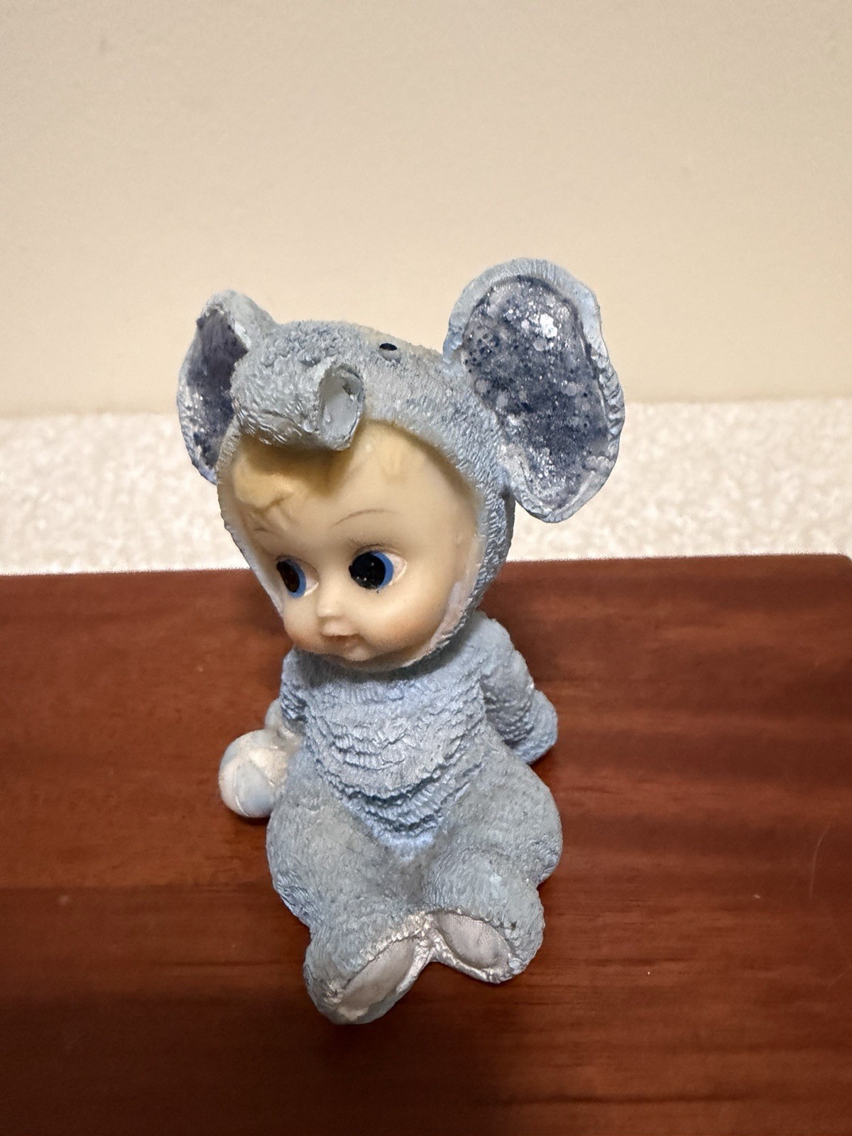 Vintage Baby In Blue Elephant Suit With Large Blue Eyes And Ears Figuring ￼