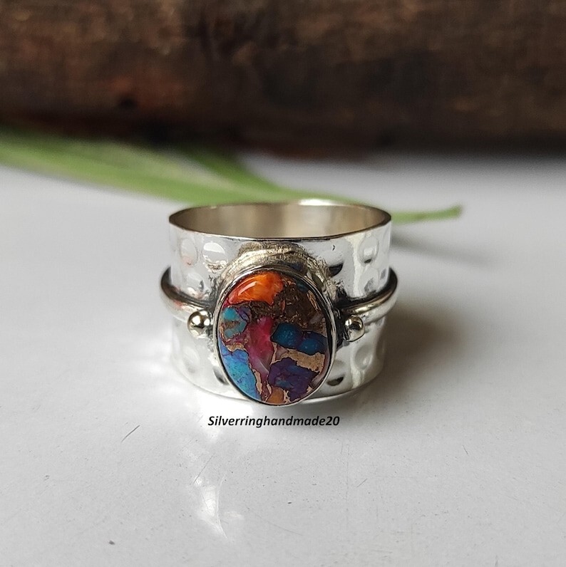 Oyster Turquoise Solid 925 Sterling Silver Statement Lovely Ring, All Size M1659