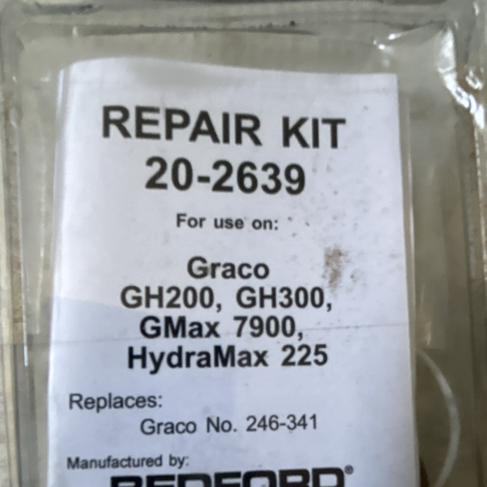 Bedford Repair Kit 20-2639 for Graco GH200 GH300 GMax 7900 HydraMax 225
