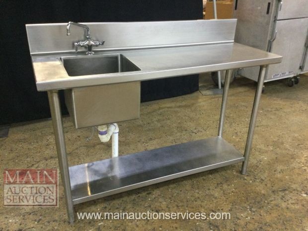 60”x 21” All Stainless Steel Work Prep Table With Left Sink