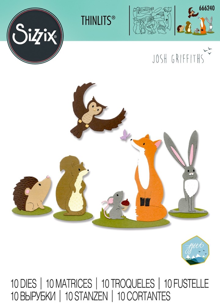 New Retired Sizzix Thinlits Forest Animals #1 10pc #666240 MSRP $24.99 Griffiths