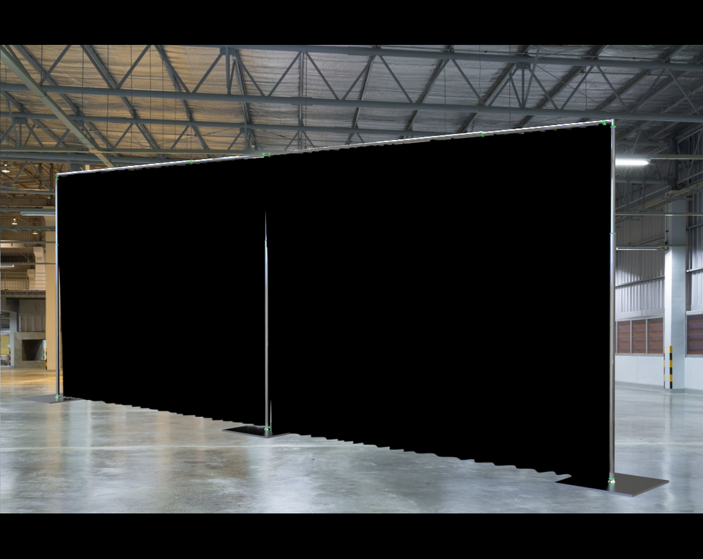 QUICK BACKDROP KIT 10 FT TALL x 10 FT - 50 FT WIDE PIPE WITH DRAPE(BLACK DRAPES)