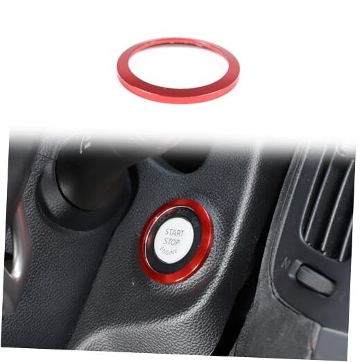 Car Engine Start Stop Button Cover Compatible with One click to start ring red