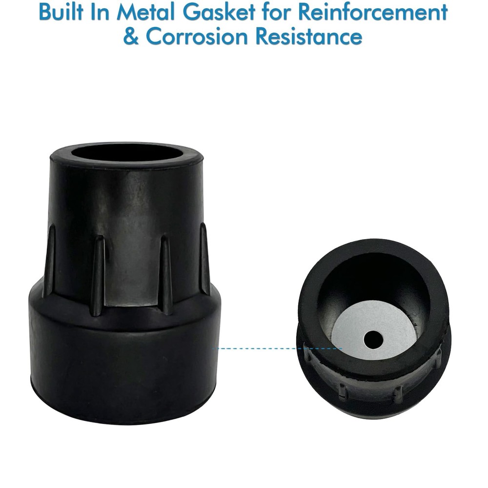 Replacement Cane Tips, Black, 1 inch 1 Inch (Pack of 2)