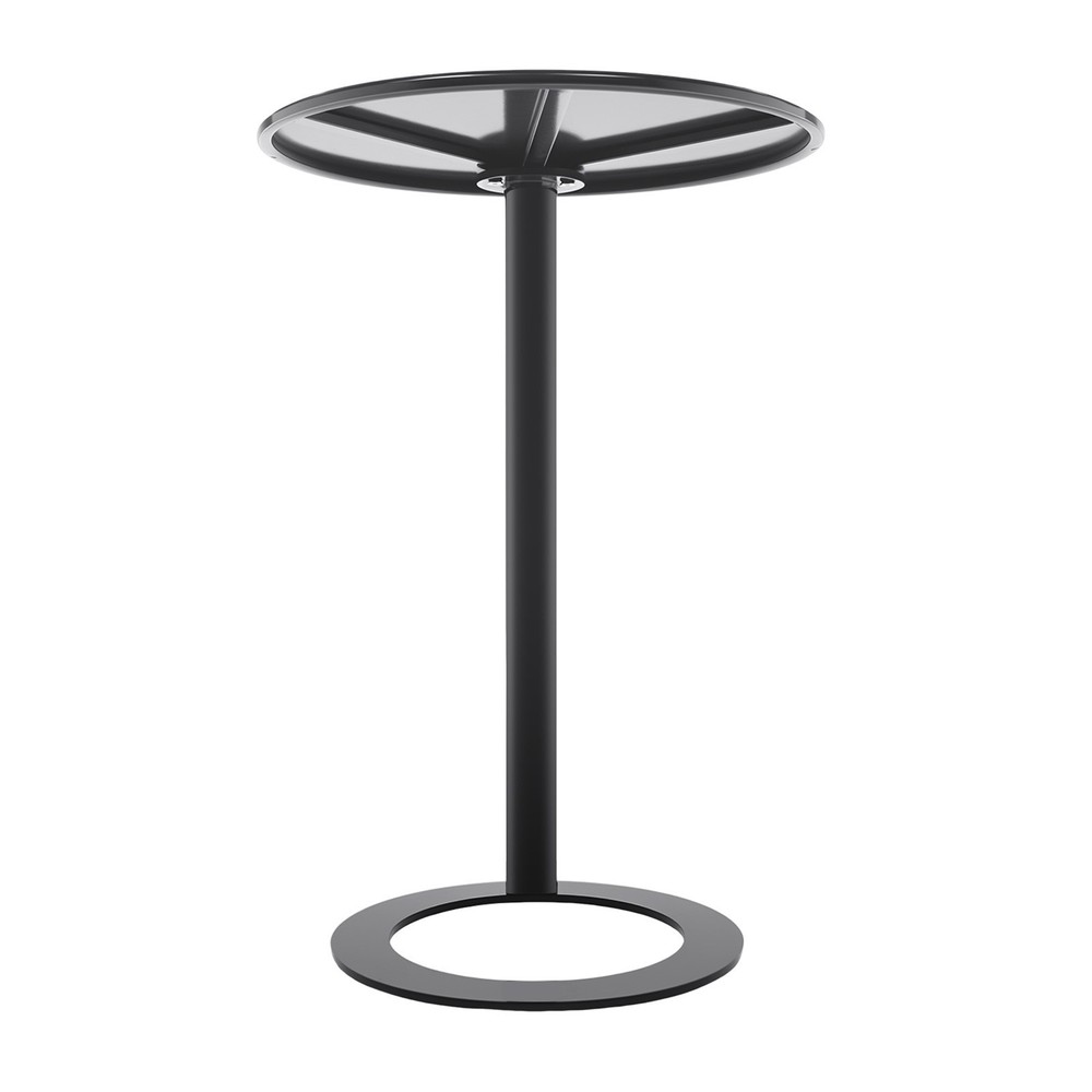 48x69cm Round Side Table Black Side Table for Small Spaces with O-shaped Base