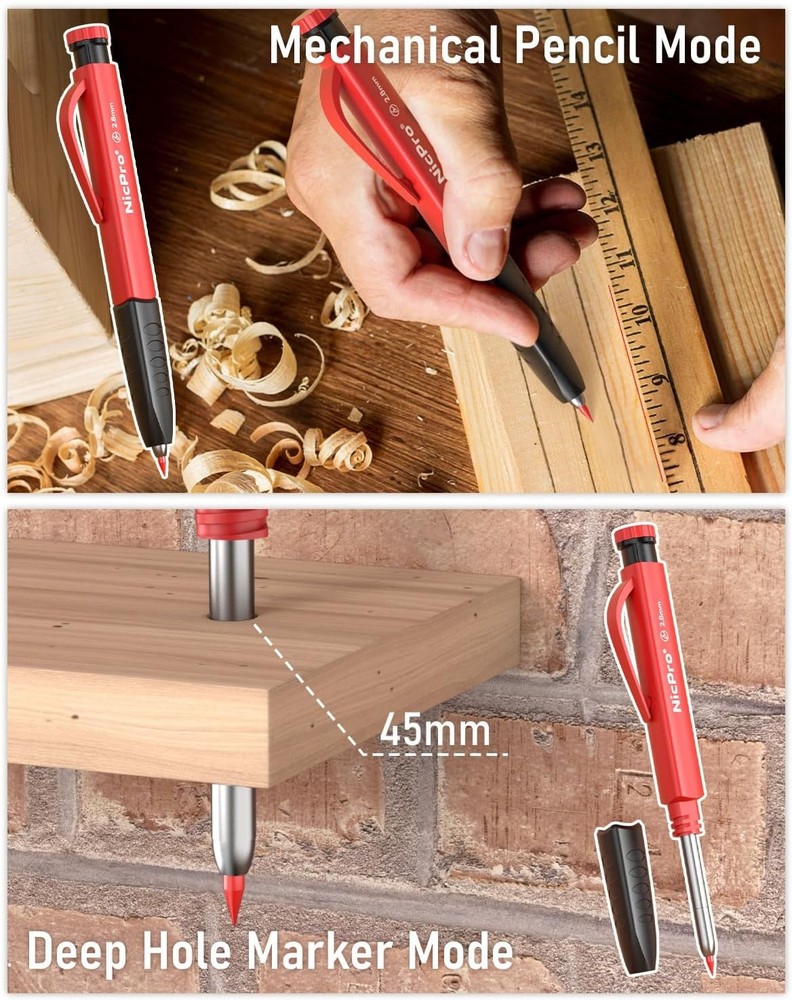 Nicpro 17Pack CP2000 Carpenter Pencil Set with Sharpener, Multicolor