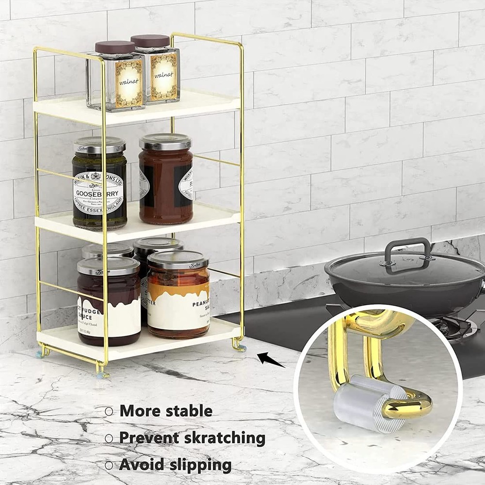 3Tier Kitchen Spice Rack Freestanding Stackable Organizer Countertop Golden