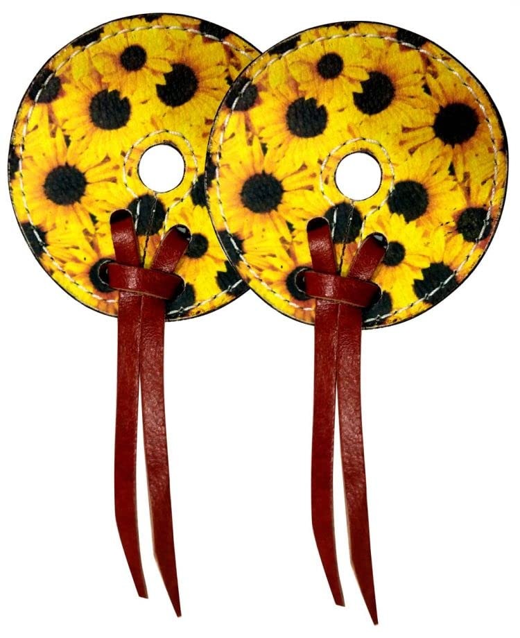 Showman Sunflower Print Leather Bit Guards
