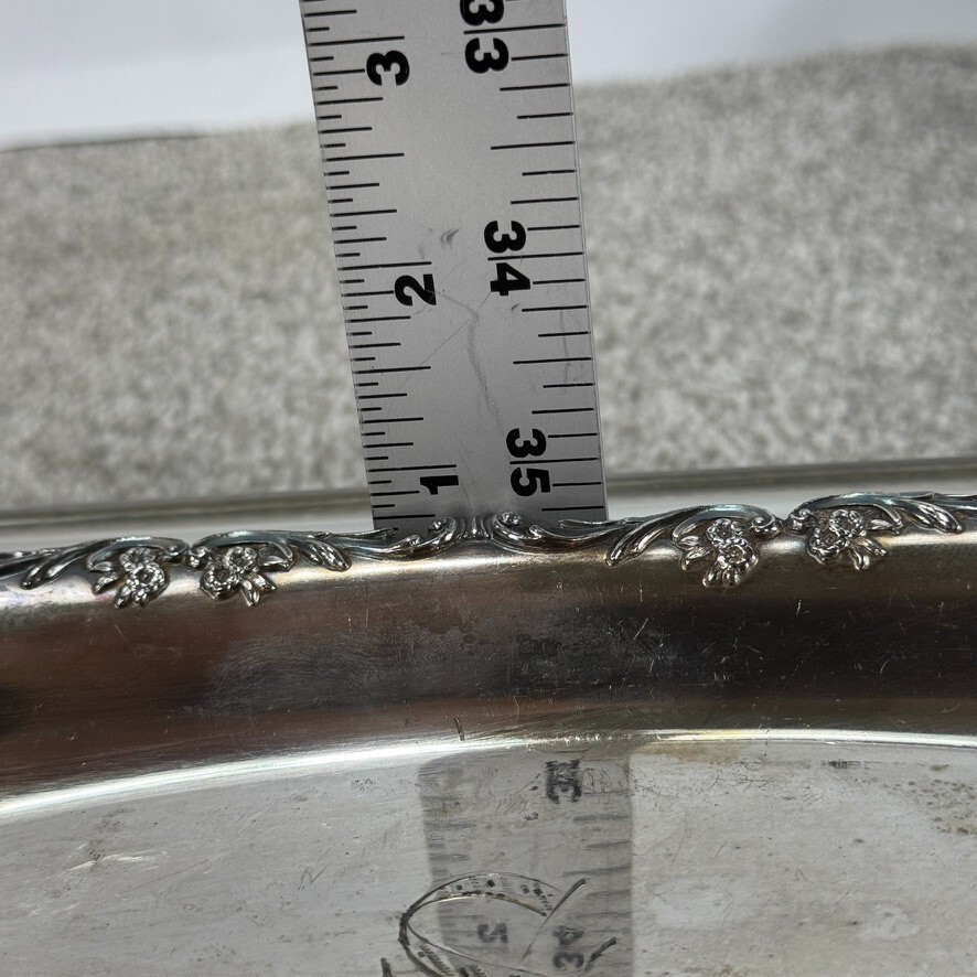 Reed & Barton Silverplate Oval Ornate Bread 12" Tray Engraved S