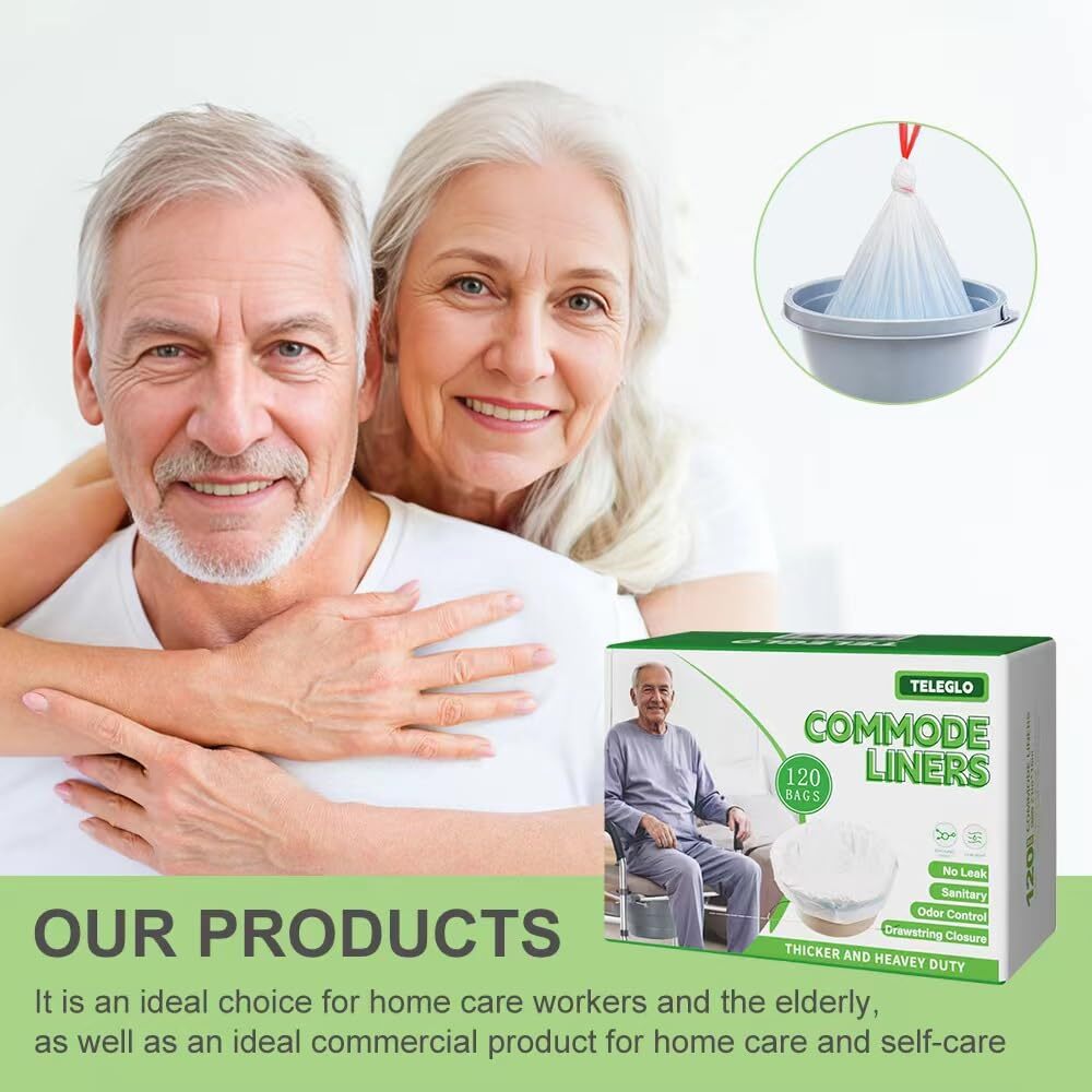 Commode Liners 120PCS Bedside Commode Liners Disposable-Portable Toilet Bags