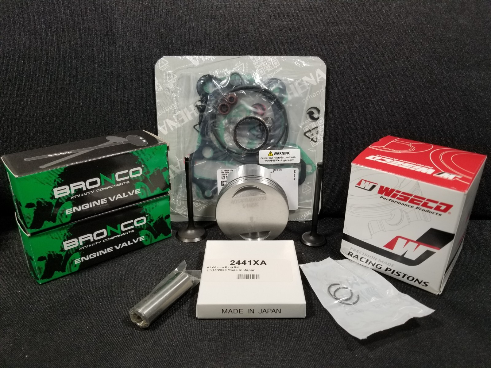 Polaris RZR 170 Top End Rebuild Kit Wiseco Piston Bronco Valves Athena Gaskets