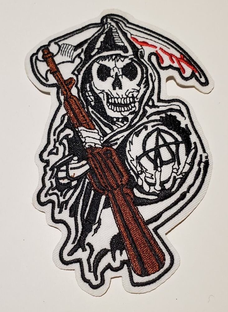Grim Reaper with Rifle Large 5" Embroidered Patch- USA Mailed