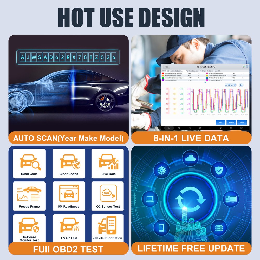 XTOOL IP616 Auto Scan Full System Diagnostic Tool OBD2 Scanner CANFD Key Coding