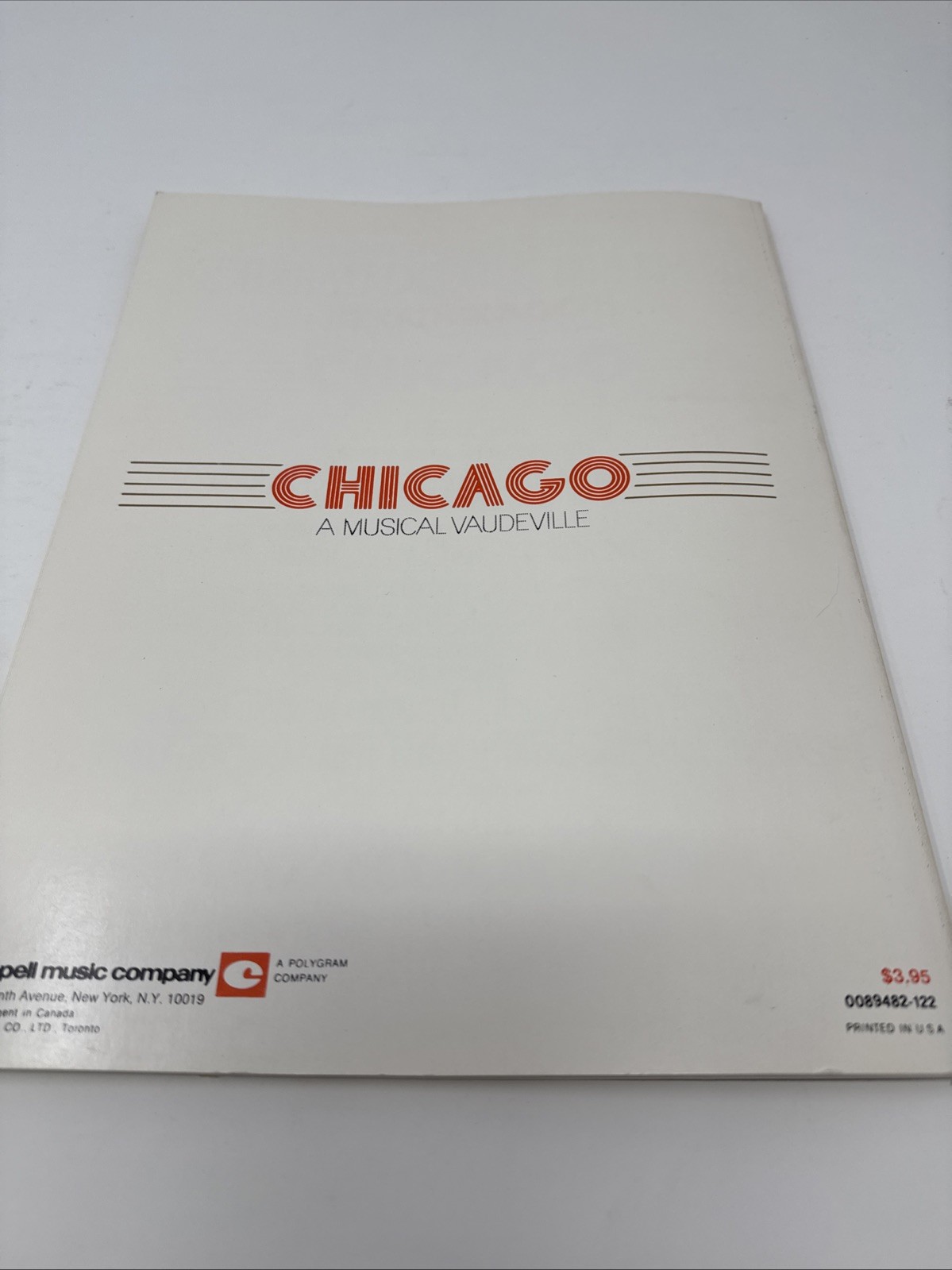 Chicago Vocal Selection Sheet Music Vintage 1975 Opening Night Performance