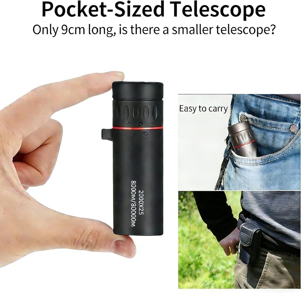 Mini Monocular Telescope 25X w/ Phone Adapter