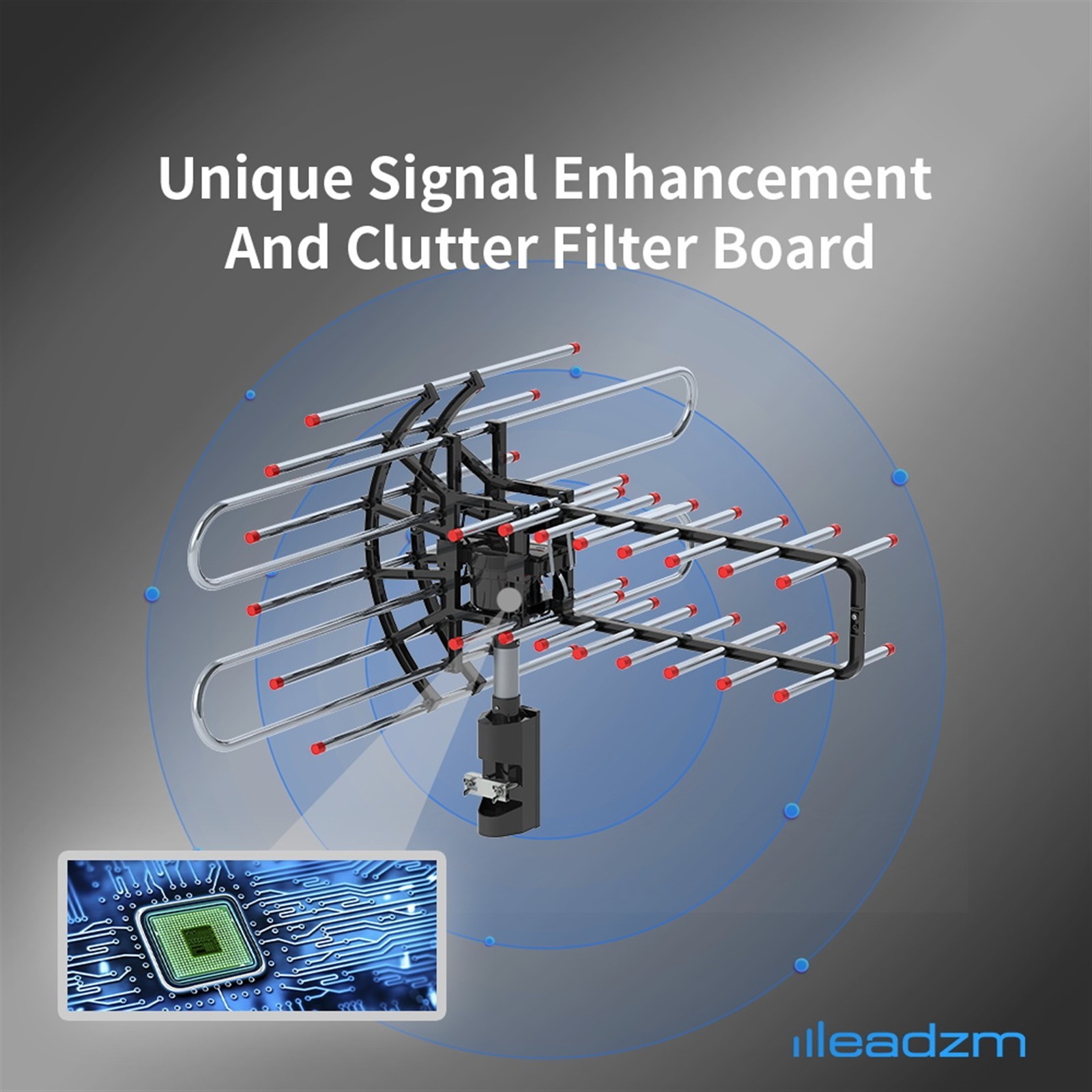 990 Miles Outdoor TV Antenna Motorized Amplified V/UHF HDTV 1080P 4K 360° Rotate