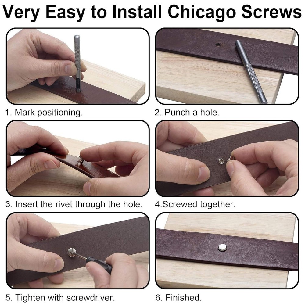 110set/pack No-pattern 6 sizes Chicago Screws For Home DIY Leather Working