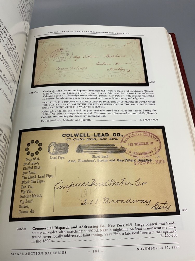 David Golden Collection United States Carriers Locals, Siegel Auction Catalog V2