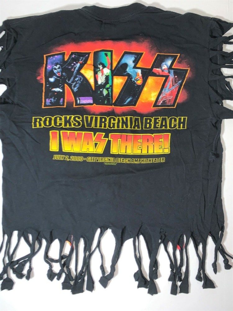 VTG KISS Virginia Beach 2000 Fringe Rock Band Concert Tour Tee T-Shirt Top L 44