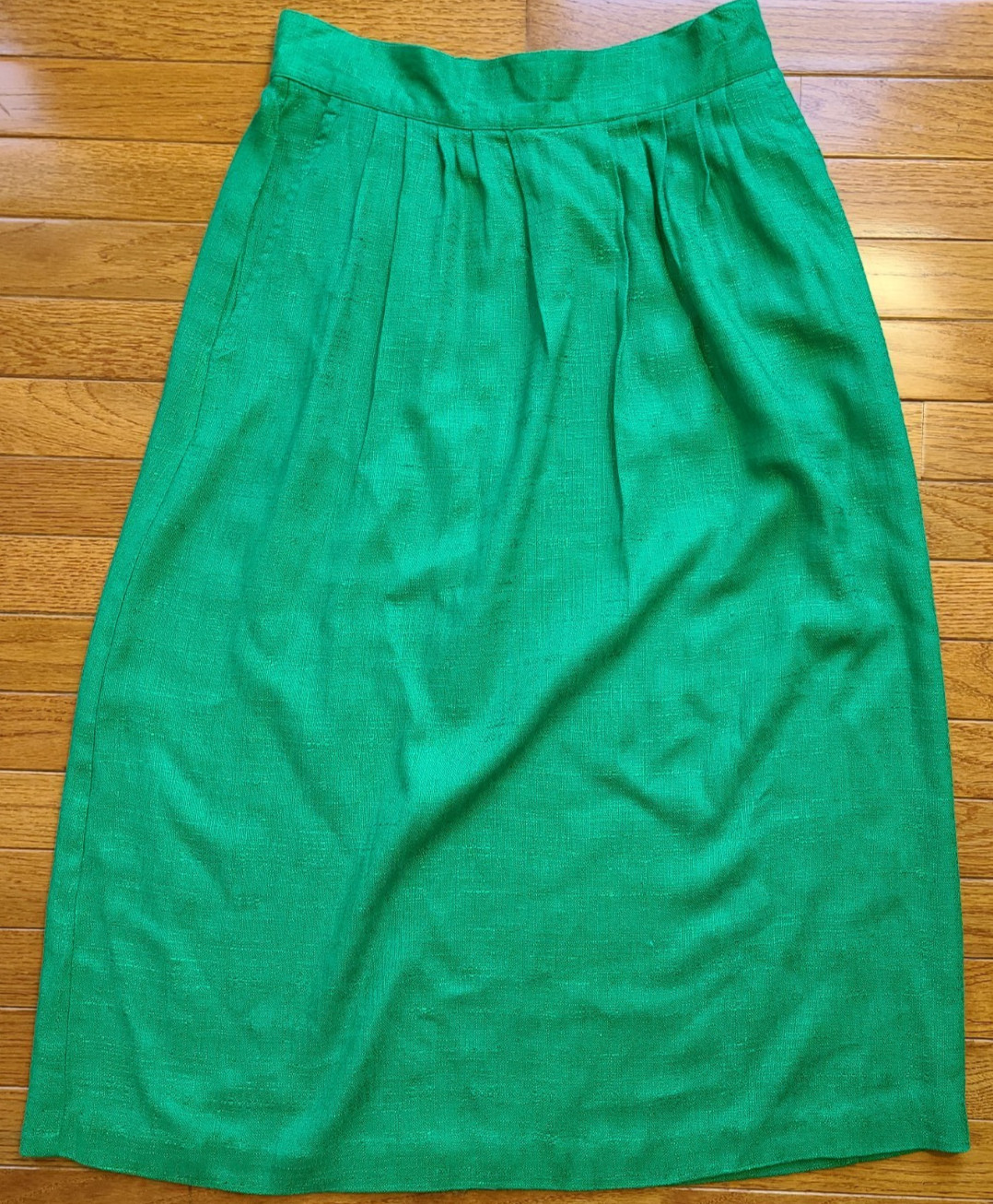 VTG 80s Norton McNaughton sz 12 green rayon flax waist Maxi Skirt Librarian