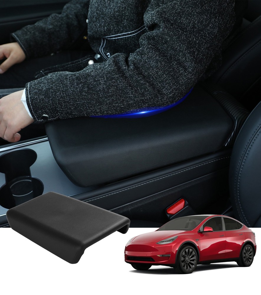 Center Console Armrest Cover Black - TPE For 2017-2023 Tesla 3 Except Highland