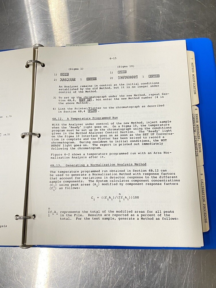 Perkin Elmer Sigma 1 Analyzer Console - Users Guide / Instructions Manual
