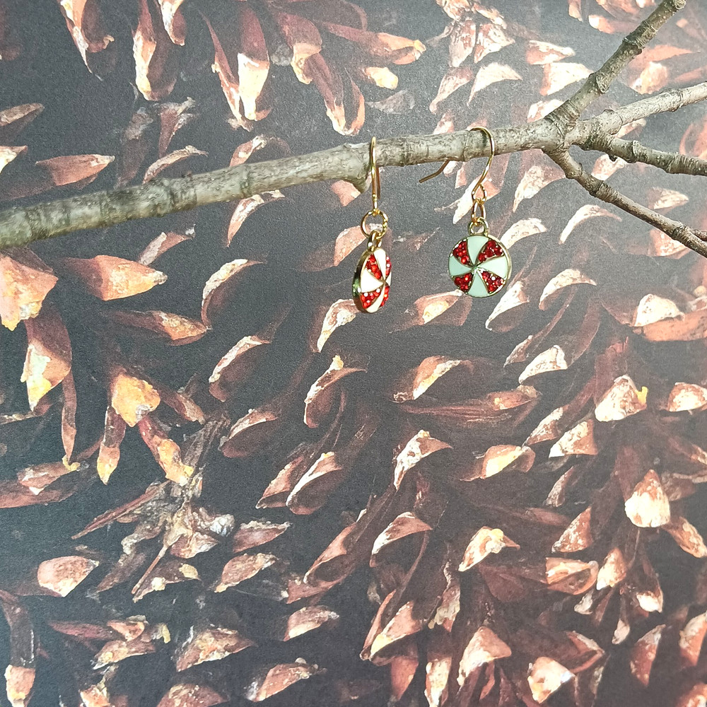 Handmade Artisan Christmas Peppermint Dangle Earrings
