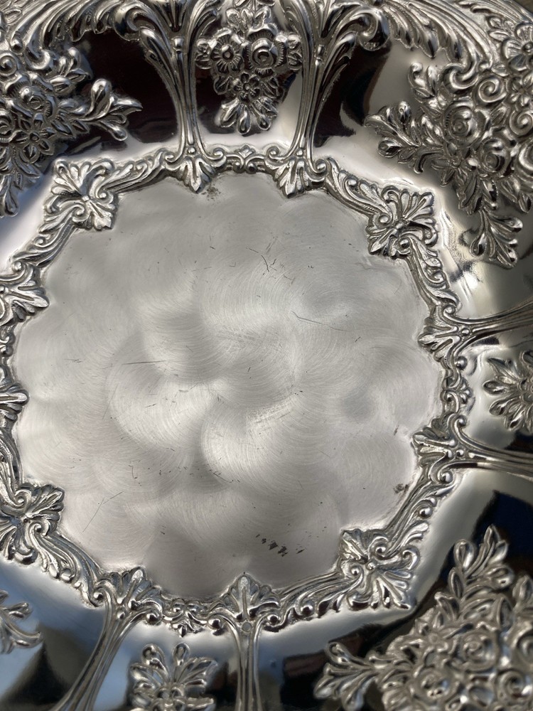 Vintage EP Brass Germany Brushed Silver Plate Small Bowl/Candy Dish 6”