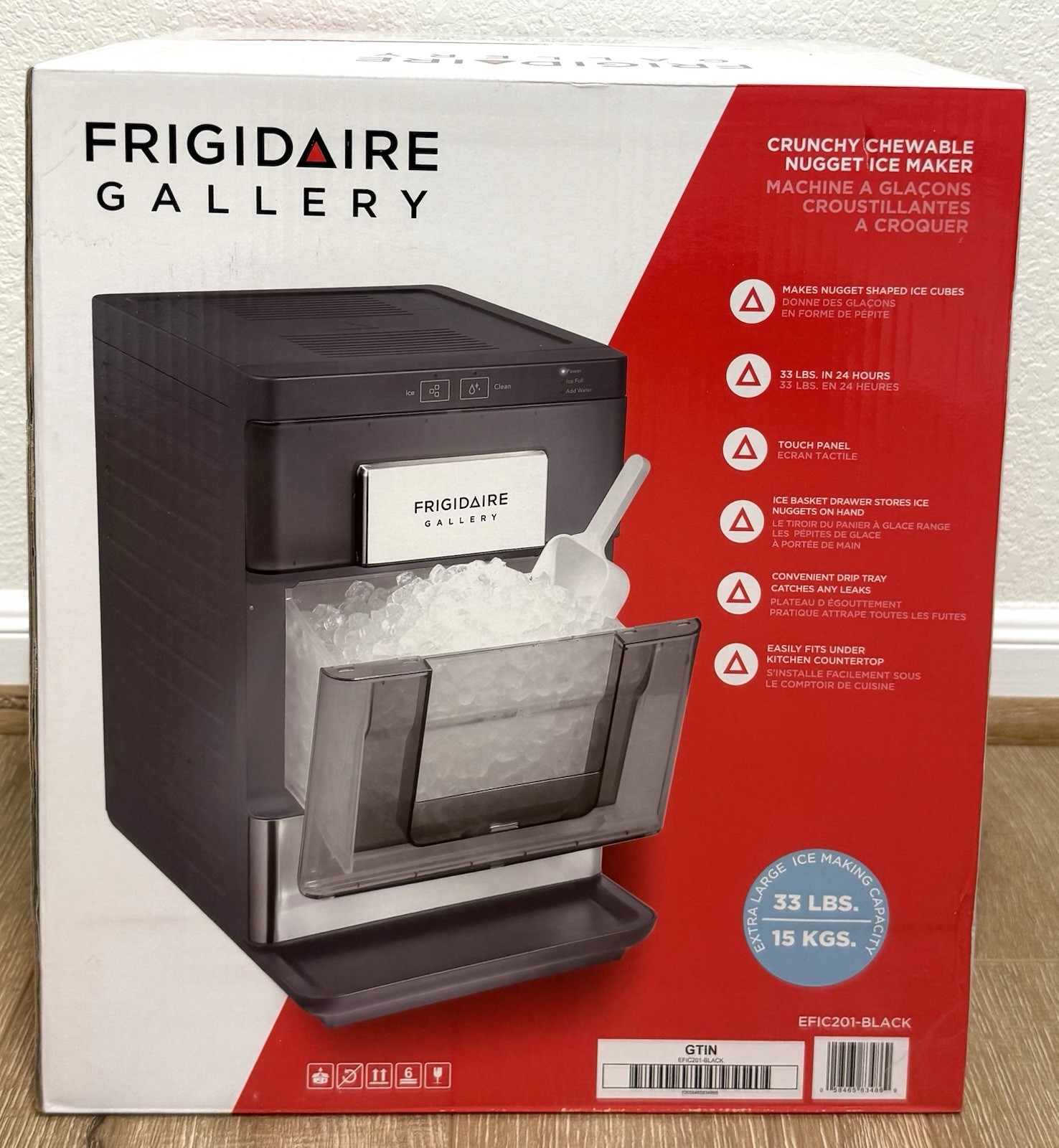 FRIGIDAIRE GALLERY 33 Lb Countertop Nugget Ice Maker EFIC201-Black Touch Control
