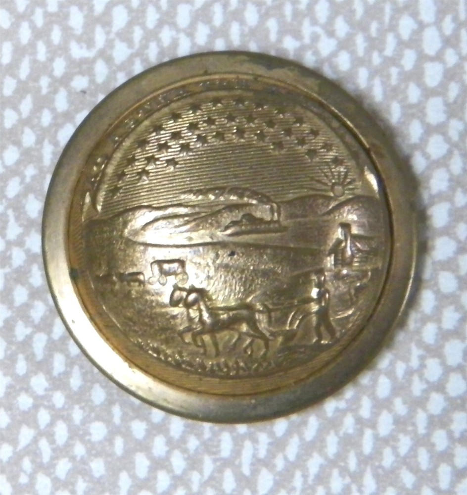 Bb KANSAS STATE SEAL UNIFORM BUTTON Medium Gilt Staff Albert KS 1A