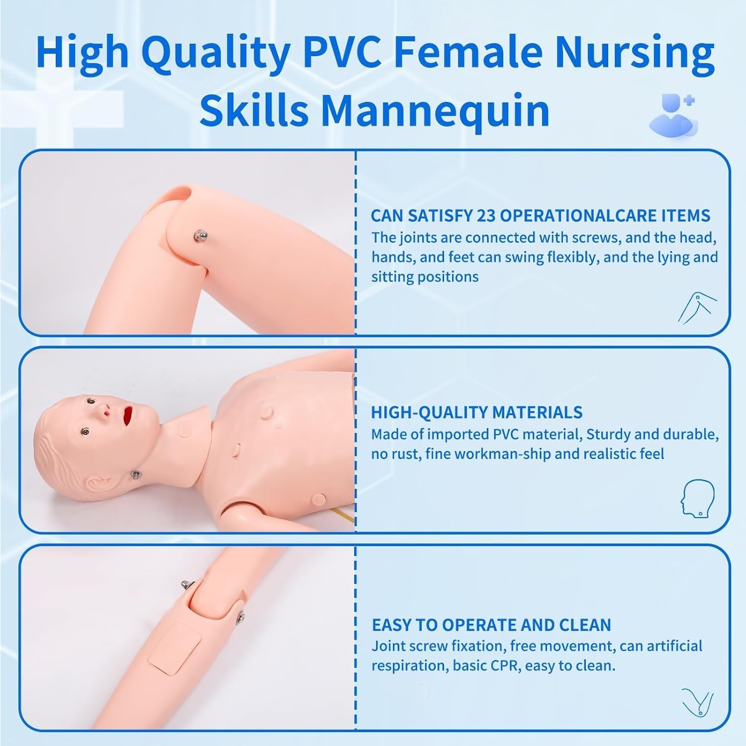 5.24ft Nursing Training Mannequin Patient Care Medical Manikin 24 Skills Female