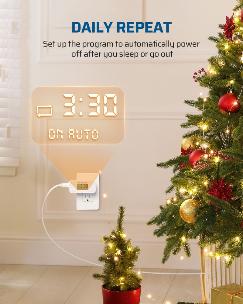 DEWENWILS Indoor Countdown Timer Outlet, Digital Timers 15A/1000W, 2 Pack