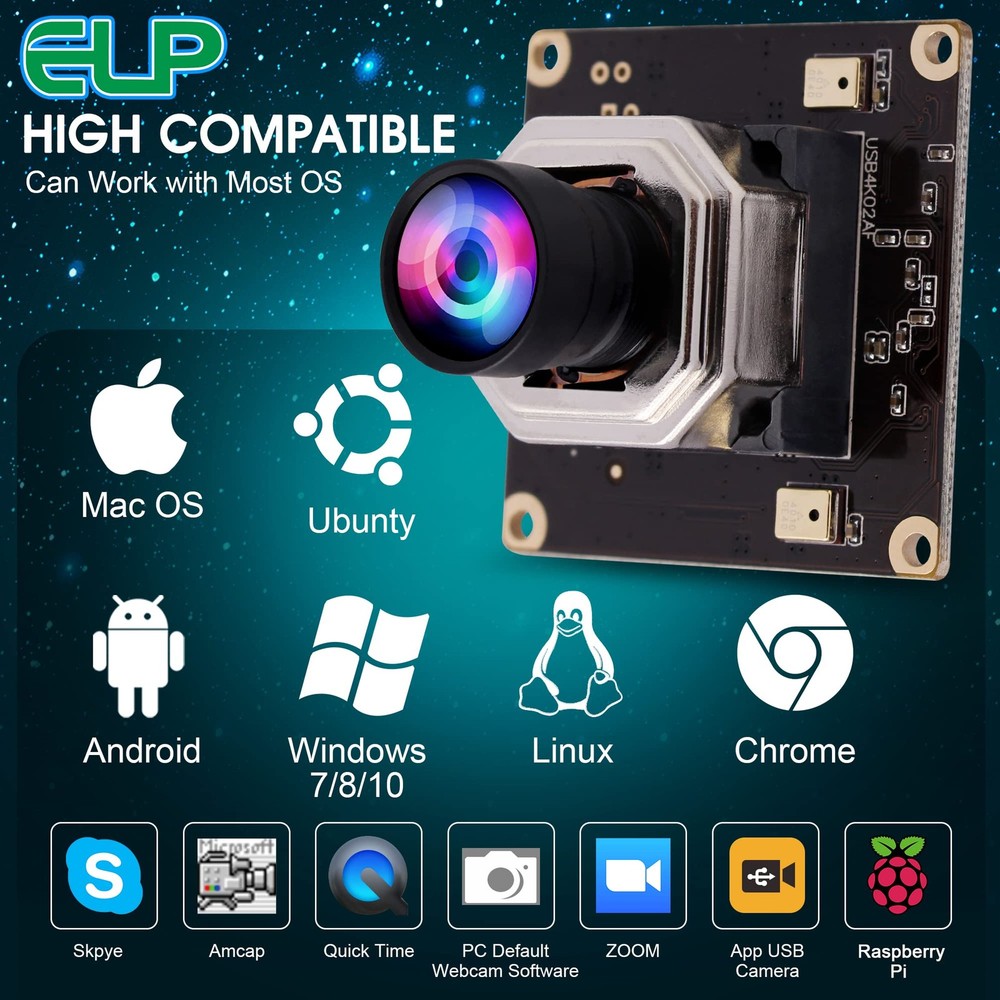 4K USB Module Autofocus w/Microphone Computer Mini USB2.0 Webcam Board 8mp In...