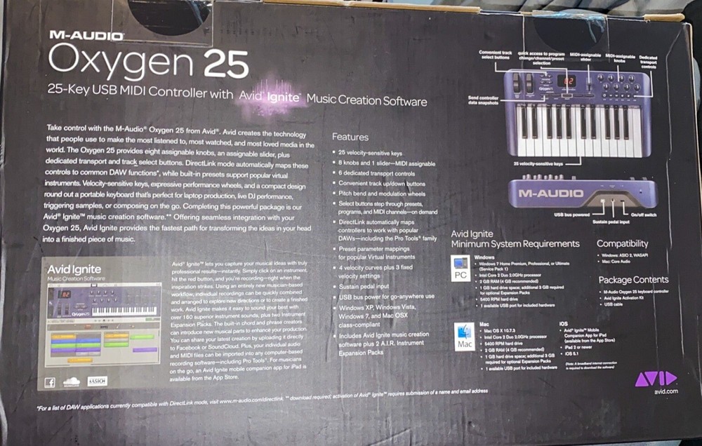 M Audio Oxygen 25- 25 Keys MIDI Controller Keyboard