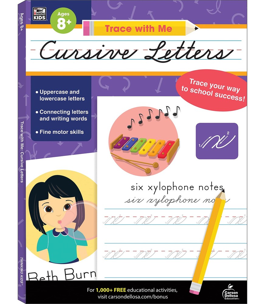 Carson Dellosa – Cursive Letters Activity Book for 2nd, 3rd, 4th, 5th Grade, Pap