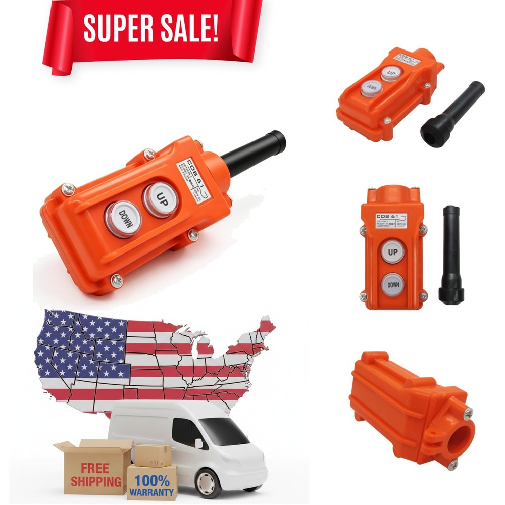 Rainproof Push Button Control Station for Cranes & Hoists - 5A Momentary Switch