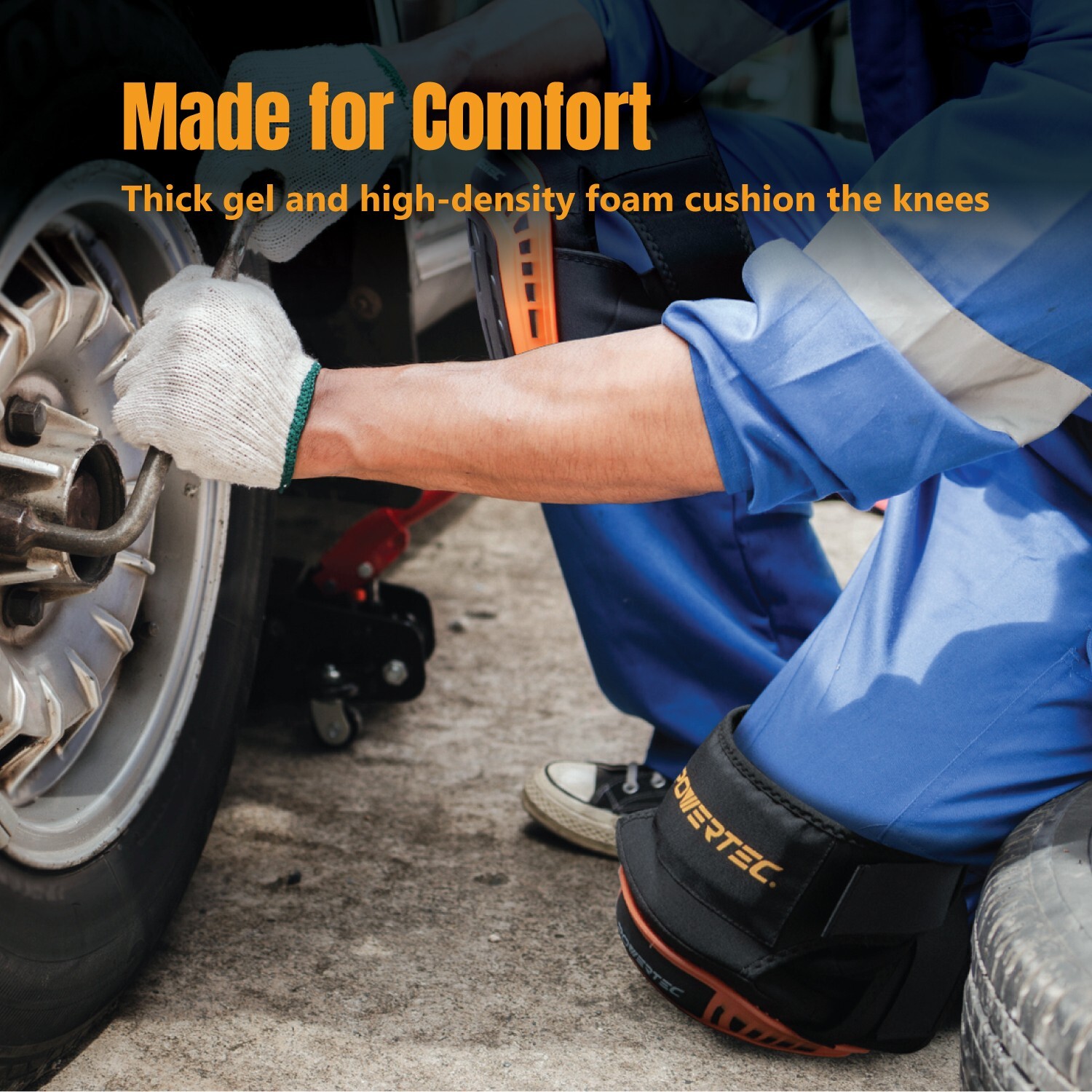 POWERTEC 71880 Knee Pads for Work, Construction, Flooring, Gardening, 1 PAIR