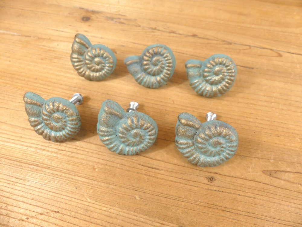 6 Knobs Drawer Pulls Cabinet Handles Snail Shell Nautical Decor Knob 6 Pack