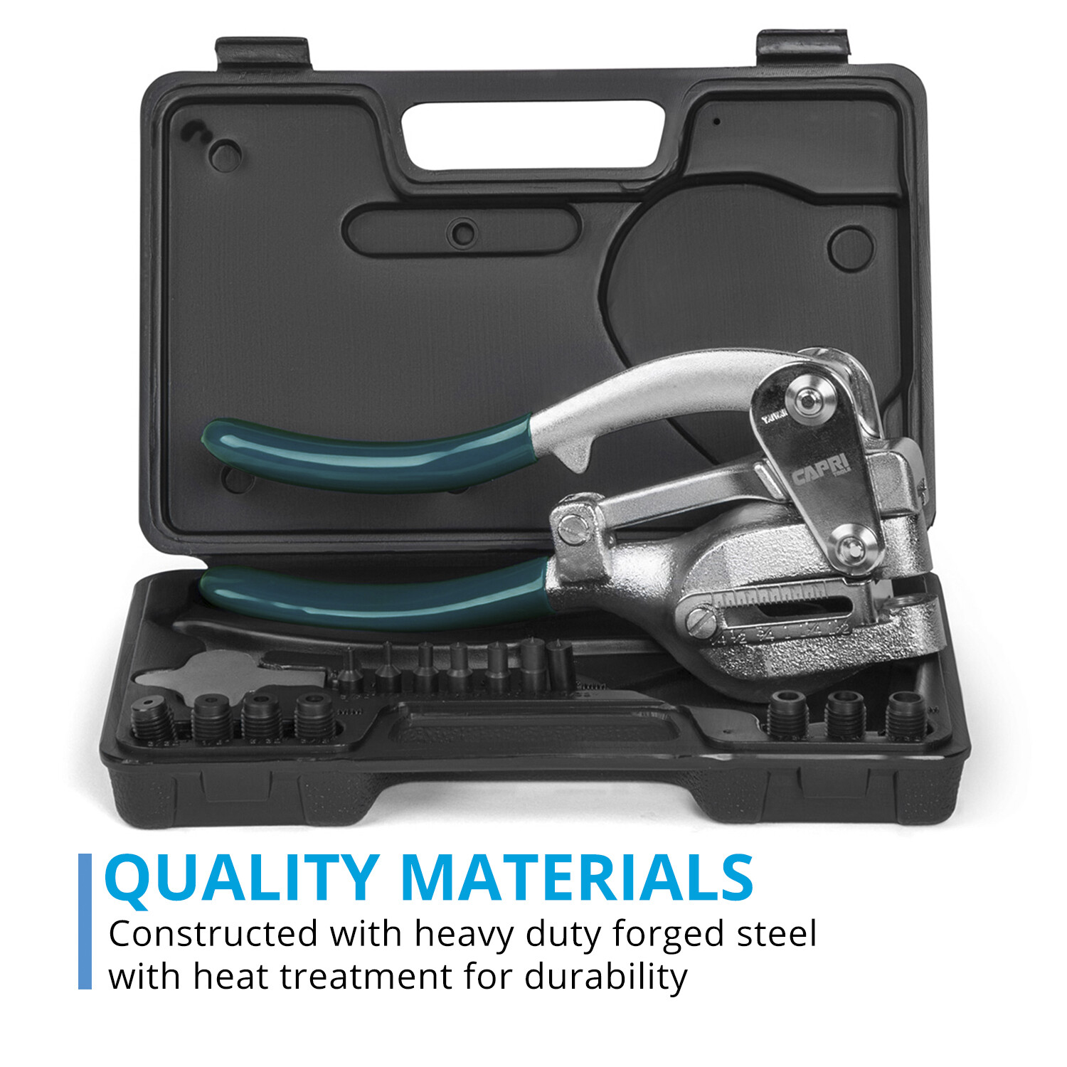 Capri Tools Metal Hole Punch Set with Puncher 16 Piece