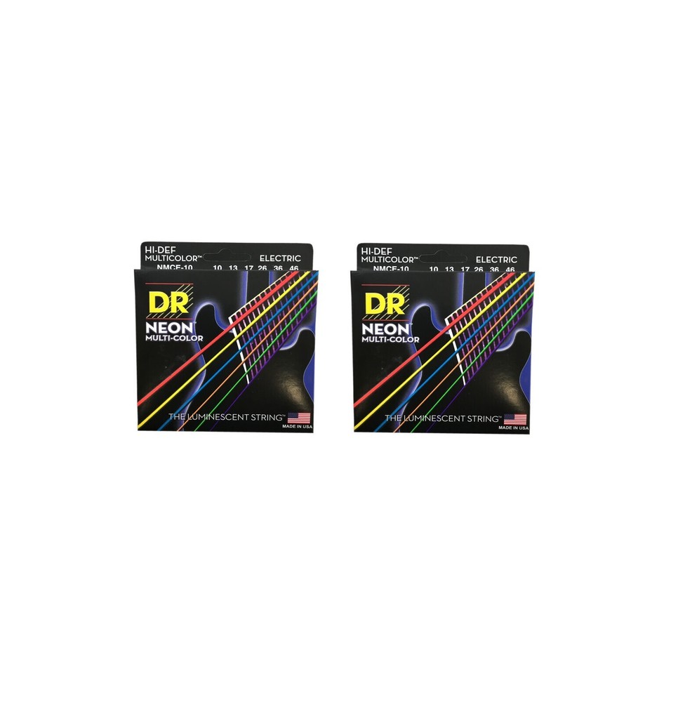 DR Guitar Strings Electric 2 Sets Neon Multicolor 10-46