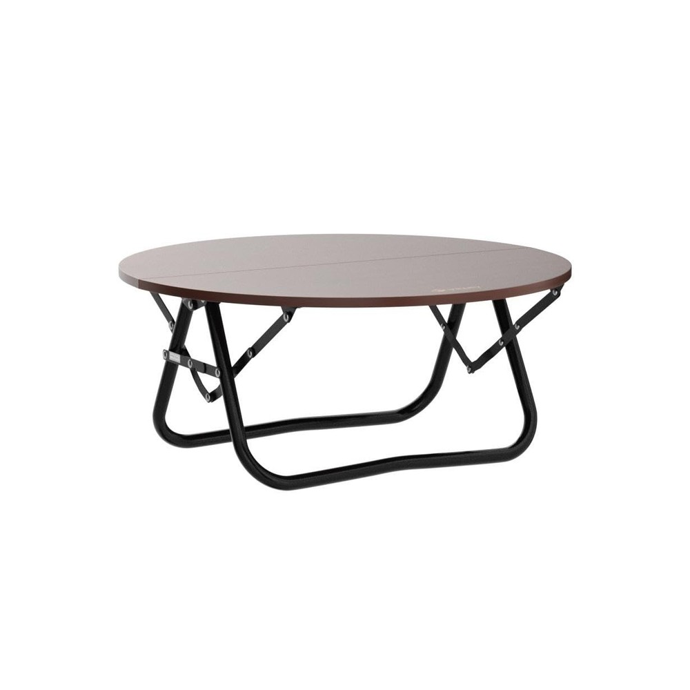 Bamboo Round Folding Table, Camping Half-fold Portable Table with Carrying Ba...