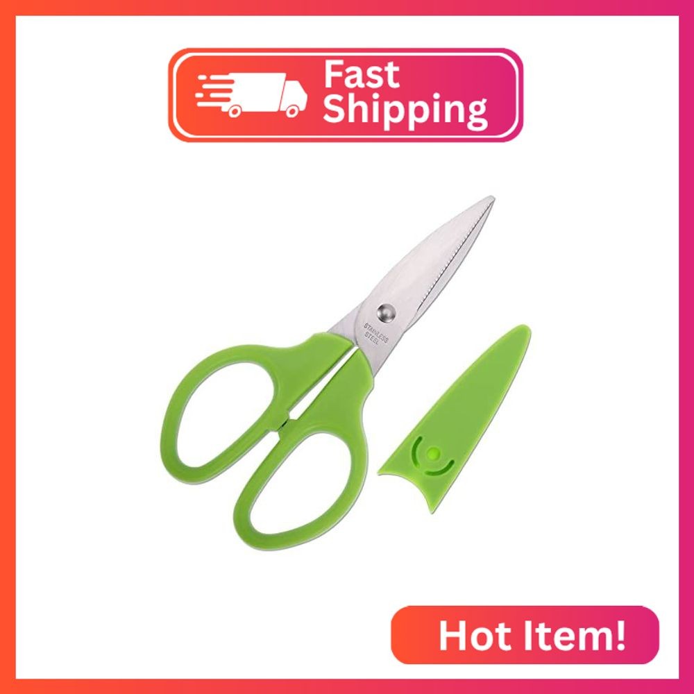 HITOPTY Green Multipurpose Scissors, 6in Straight Sturdy Sharp Scissors for Offi