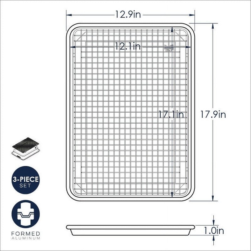 Nonstick Cookie Baking Set Half Sheet Silicone Mat Cooling Rack Bakeware New