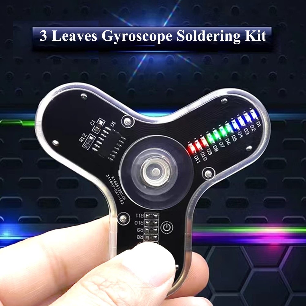 Ing Practice Kit 3 Leaves Led Rotating Gyroscope Diy Kit Ing Project Electronics