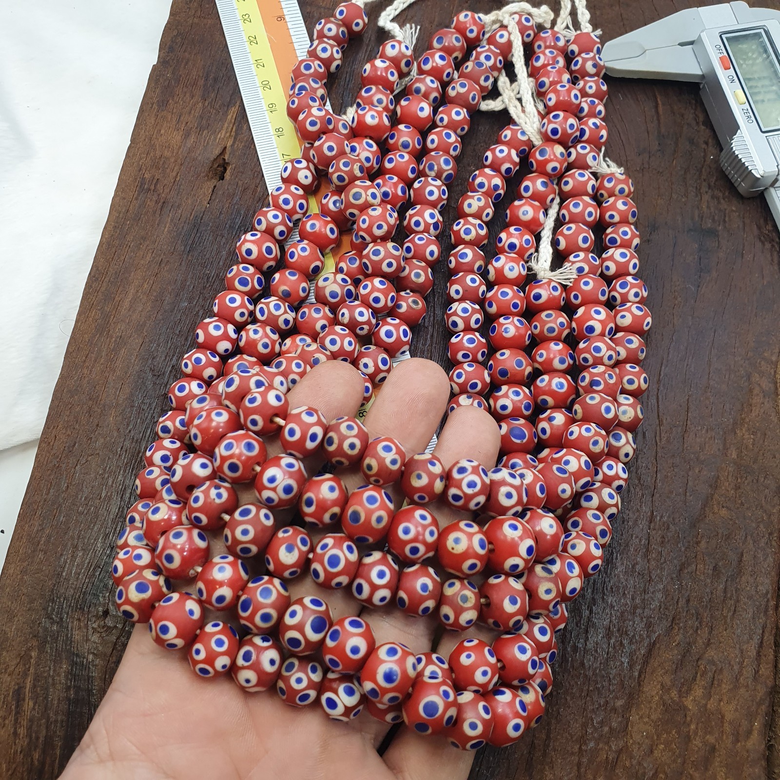 Red Skunk Beads African Style Glass Round Blue White Eye Beads Jewelry Making