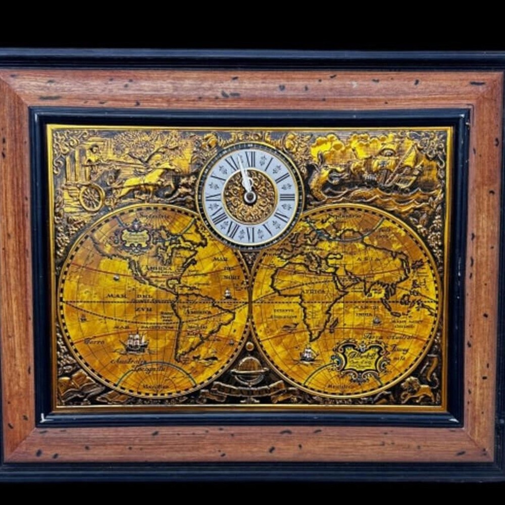Vintage Spartus World Map Clock – Retro Wall Clock
