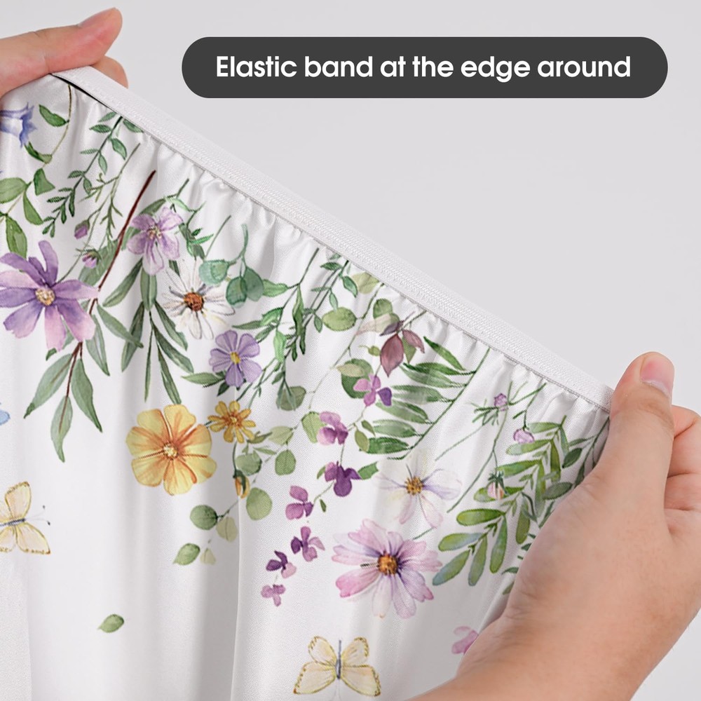 Spring Fitted Tablecloth 72 x 30 Inch Rectangular, Spring Daisy Floral Flower...