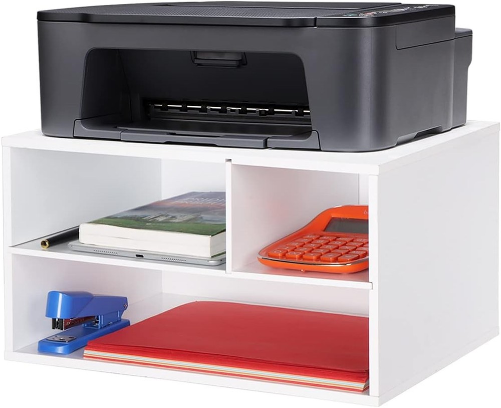 Large Printer Stand Adjustable Printer Table W/ Storage 2-Tier Printer Riser