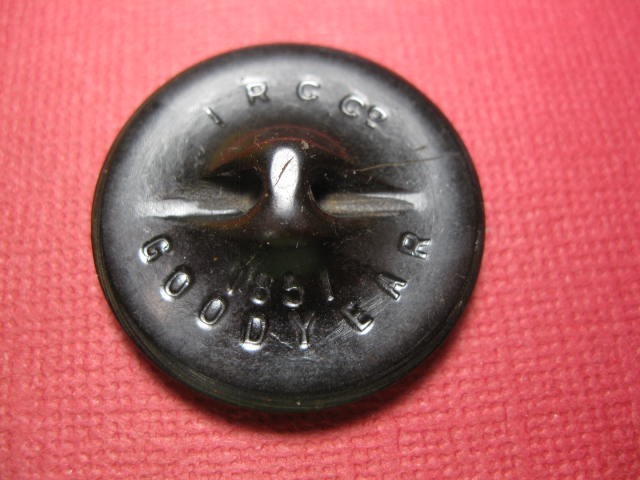 Antique Goodyear Rubber Button Brown Stripe Herringbone Pattern 1 1/8"